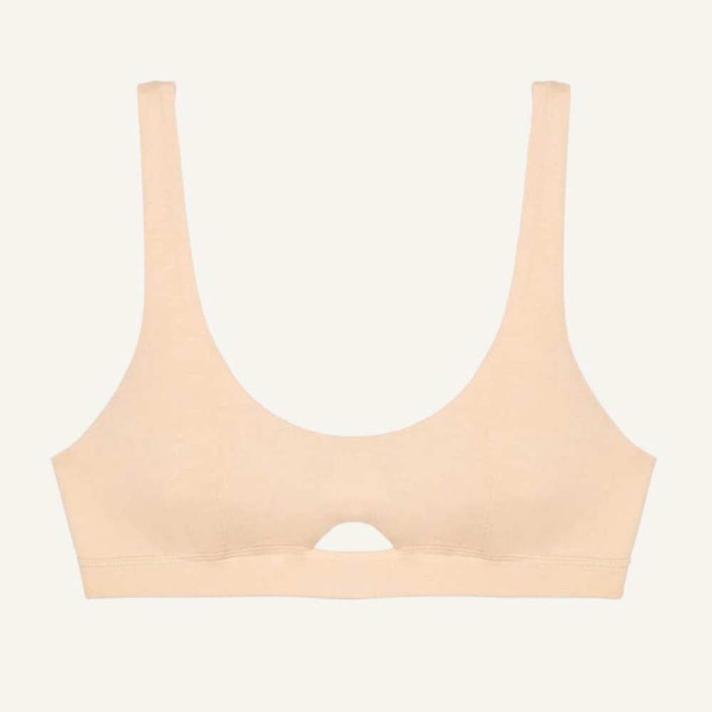 SUBSET Keyhole Soft Bra Bralette MEDIUM In Wheat Tan Beige Organic Cotton